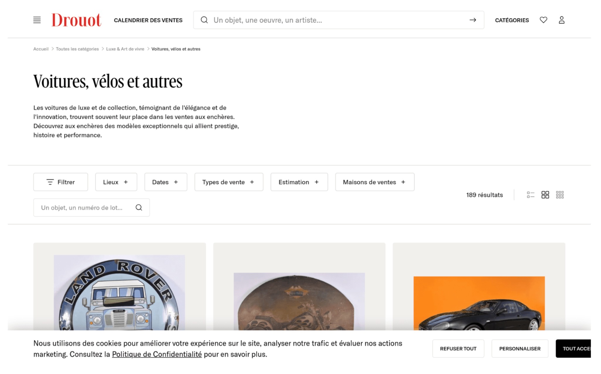 Drouot: Katalog mit Autos und Fahrzeugen zur Versteigerung